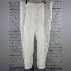 Talbots Classic White Linen Lined Coastal Beach Party Straight Leg Pants 16